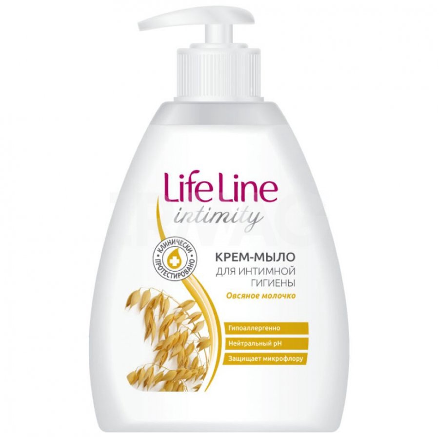 Крем-мыло для интимной гигиены Life Line овсяное молочко 280 мл.  