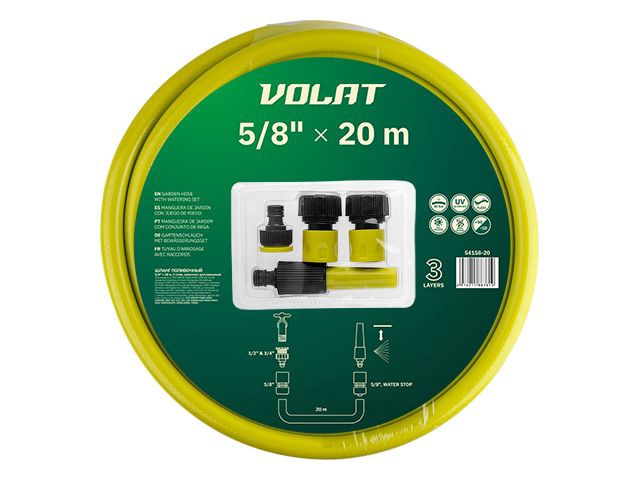 Шланг поливочный с компл, для орошения ВОЛАТ 5/8 20 м арт. 54158-20 