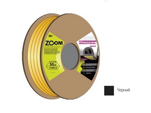 Уплотнитель гаражный одинарный "D" ZOOM INDUSTRIAL черный 21х17 мм.