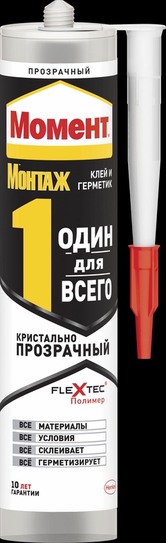 Клей-герметик Момент МОНТАЖ "Один для всего" кристально прозрачный, 290 гр.