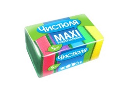 Чистюля губка для посуды maxi цв (5шт) (П0302)